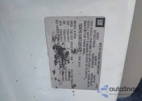 2007 GMC Yukon Sle из США, поврежденный, VIN 1GKFK13067J281672